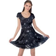 Snowflakes Snow Snowfall Snowing Cap Sleeve Dress