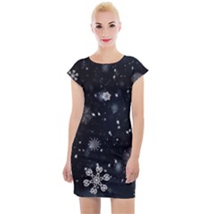 Snowflakes Snow Snowfall Snowing Cap Sleeve Bodycon Dress by Apenda