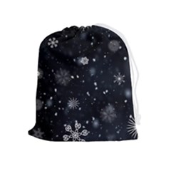 Snowflakes Snow Snowfall Snowing Drawstring Pouch (xl)