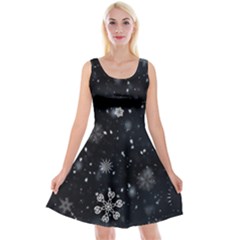 Snowflakes Snow Snowfall Snowing Reversible Velvet Sleeveless Dress by Apenda