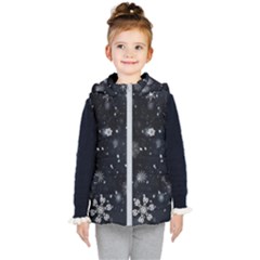 Snowflakes Snow Snowfall Snowing Kids  Hooded Puffer Vest