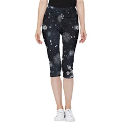 Snowflakes Snow Snowfall Snowing Inside Out Lightweight Velour Capri Leggings 