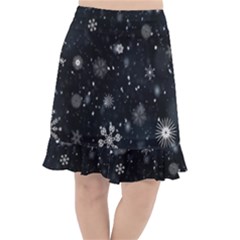 Snowflakes Snow Snowfall Snowing Fishtail Chiffon Skirt by Apenda