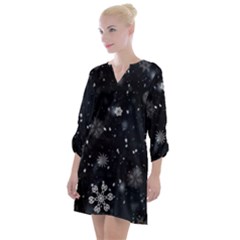 Snowflakes Snow Snowfall Snowing Open Neck Shift Dress by Apenda