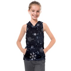 Snowflakes Snow Snowfall Snowing Kids  Sleeveless Hoodie by Apenda