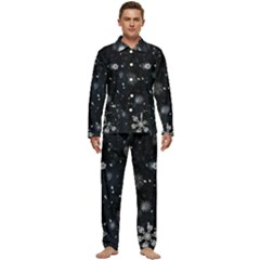 Snowflakes Snow Snowfall Snowing Men s Long Sleeve Velvet Pocket Pajamas Set