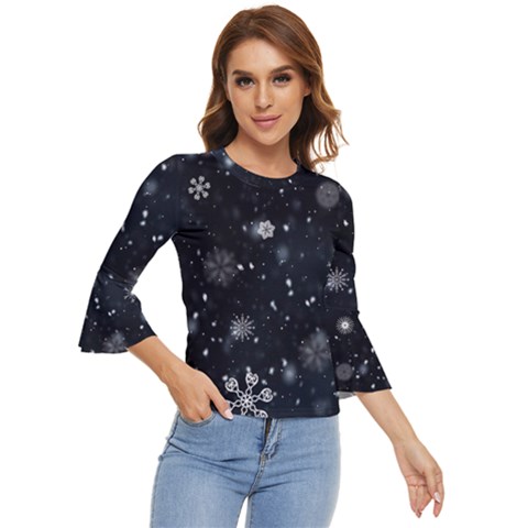 Snowflakes Snow Snowfall Snowing Bell Sleeve Top by Apenda