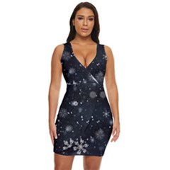 Snowflakes Snow Snowfall Snowing Draped Bodycon Dress by Apenda