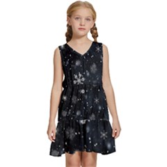 Snowflakes Snow Snowfall Snowing Kids  Sleeveless Tiered Mini Dress