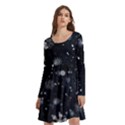 Snowflakes Snow Snowfall Snowing Long Sleeve Knee Length Skater Dress With Pockets View3