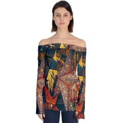 Stars Lanterns Lighting Off Shoulder Long Sleeve Top