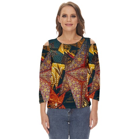 Stars Lanterns Lighting Cut Out Wide Sleeve Top by Apenda