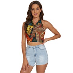 Stars Lanterns Lighting Backless Halter Cami Shirt by Apenda