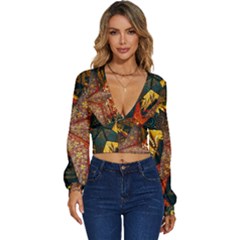 Stars Lanterns Lighting Long Sleeve Deep-v Velour Top