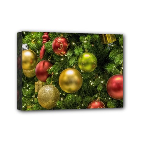 Christmas Tree Ornament Deco Mini Canvas 7  X 5  (stretched)