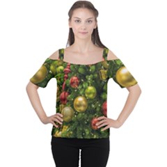 Christmas Tree Ornament Deco Cutout Shoulder T-shirt