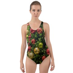 Christmas Tree Ornament Deco Cut-out Back One Piece Swimsuit