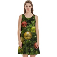 Christmas Tree Ornament Deco Round Neck Sleeve Casual Dress With Pockets