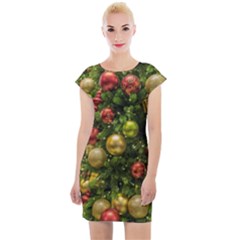 Christmas Tree Ornament Deco Cap Sleeve Bodycon Dress by Apenda