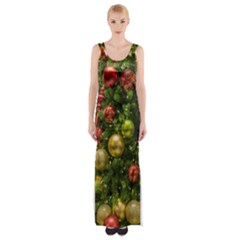 Christmas Tree Ornament Deco Thigh Split Maxi Dress