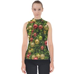 Christmas Tree Ornament Deco Mock Neck Shell Top