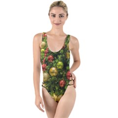 Christmas Tree Ornament Deco High Leg Strappy Swimsuit by Apenda