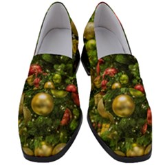 Christmas Tree Ornament Deco Women s Chunky Heel Loafers