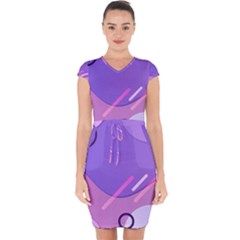 Colorful Labstract Wallpaper Theme Capsleeve Drawstring Dress 