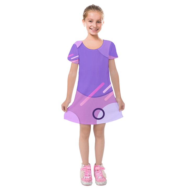 Colorful Labstract Wallpaper Theme Kids  Short Sleeve Velvet Dress