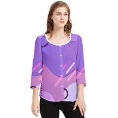 Colorful Labstract Wallpaper Theme Chiffon Quarter Sleeve Blouse