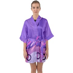 Colorful Labstract Wallpaper Theme Half Sleeve Satin Kimono 