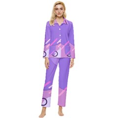 Colorful Labstract Wallpaper Theme Womens  Long Sleeve Velvet Pocket Pajamas Set