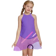 Colorful Labstract Wallpaper Theme Kids  Halter Collar Waist Tie Chiffon Dress by Apen