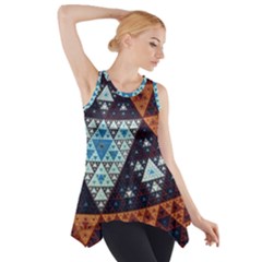 Fractal Triangle Geometric Abstract Pattern Side Drop Tank Tunic