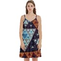 Fractal Triangle Geometric Abstract Pattern Mini Camis Dress With Pockets View1