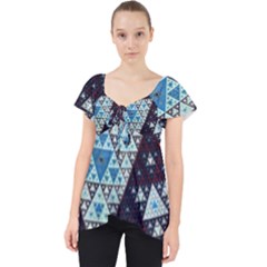 Fractal Triangle Geometric Abstract Pattern Lace Front Dolly Top by Cemarart