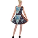 Fractal Triangle Geometric Abstract Pattern Velvet Skater Dress View2