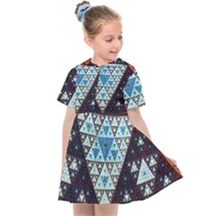 Fractal Triangle Geometric Abstract Pattern Kids  Sailor Dress