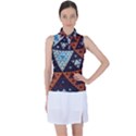 Fractal Triangle Geometric Abstract Pattern Women s Sleeveless Polo T-Shirt View1