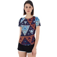 Fractal Triangle Geometric Abstract Pattern Back Cut Out Sport T-shirt