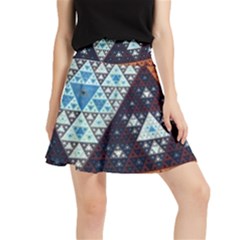 Fractal Triangle Geometric Abstract Pattern Waistband Skirt