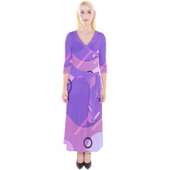 Colorful Labstract Wallpaper Theme Quarter Sleeve Wrap Maxi Dress by Apen