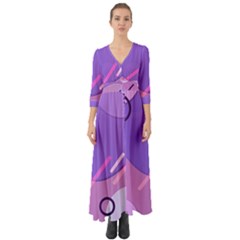 Colorful Labstract Wallpaper Theme Button Up Boho Maxi Dress by Apen