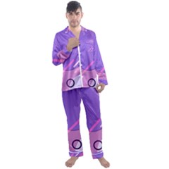 Colorful Labstract Wallpaper Theme Men s Long Sleeve Satin Pajamas Set