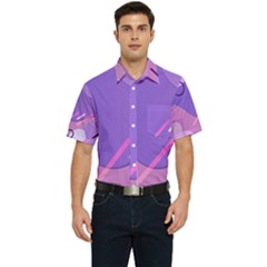 Colorful Labstract Wallpaper Theme Men s Short Sleeve Pocket Shirt 