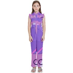 Colorful Labstract Wallpaper Theme Kids  Sleeveless Ruffle Edge Band Collar Chiffon One Piece