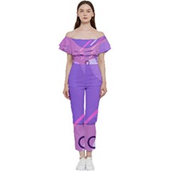 Colorful Labstract Wallpaper Theme Bardot Ruffle Jumpsuit