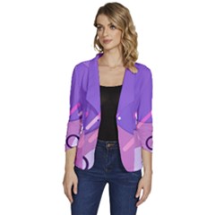 Colorful Labstract Wallpaper Theme Women s One-button 3/4 Sleeve Short Jacket