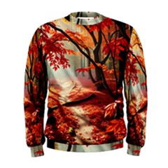 Forest Path Red Nature Men s Sweatshirt