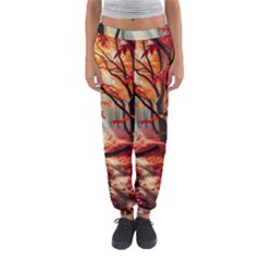 Forest Path Red Nature Women s Jogger Sweatpants